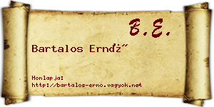 Bartalos Ernő névjegykártya