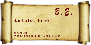 Bartalos Ernő névjegykártya